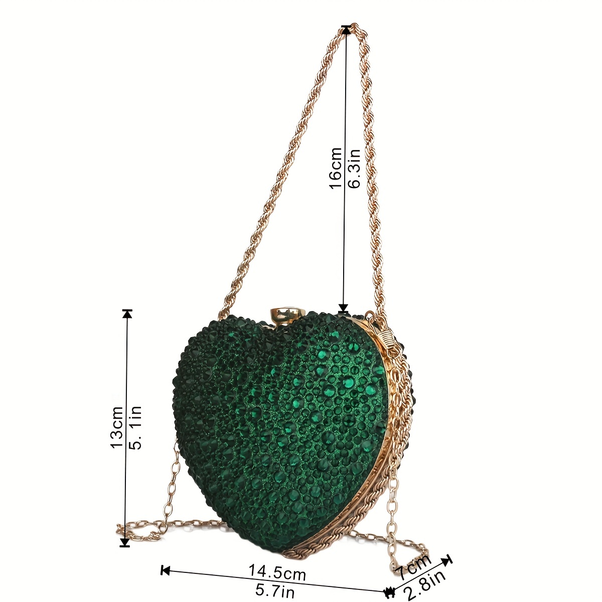 Emerald Green Heart Clutch Bag