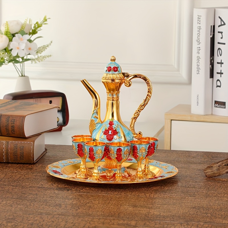 4cups+ 1tray+ 1pot /set Bronze Metal Material Tea Cup Set Tea Accessories  For Home Decoration Cj03 - Teaware Sets - AliExpress