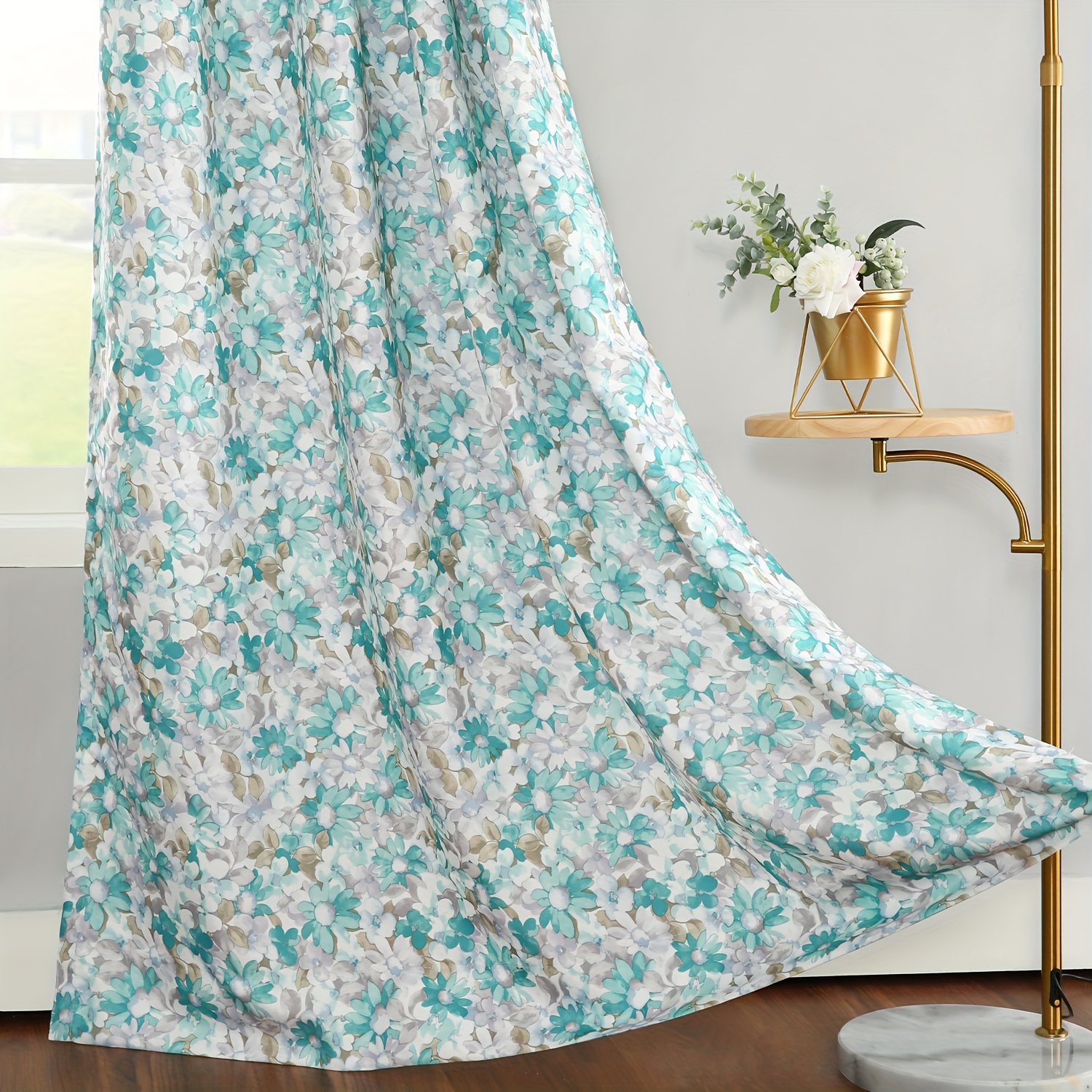  Gxi Cortinas semiopacas con estampado floral, aislamiento  térmico, cortina de campo botánico con ojales, cortinas para sala de estar,  cortinas de ventana de niños, 2 paneles cada uno de 52 x