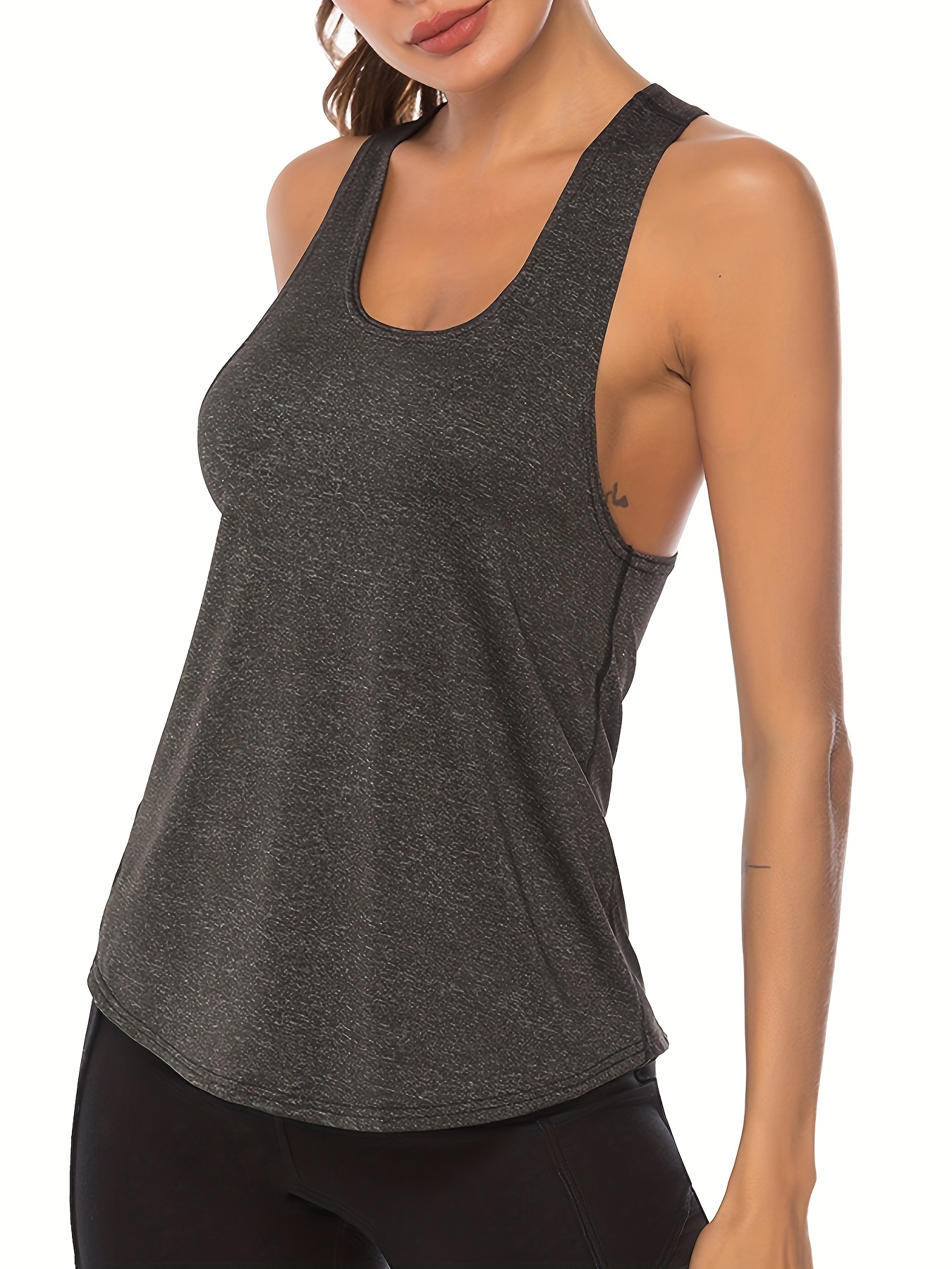 Ash Grey Loose Fit Racerback Tank Top Cotton