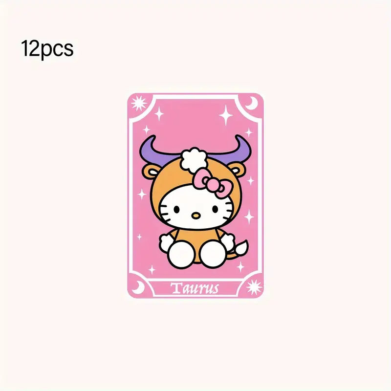 Twelve Constellation Hello Kitty Series Uv Crystal Stickers - Temu