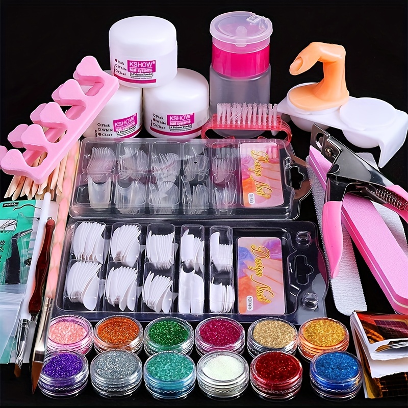  Nail Kit Set Professional Acrylic with Everything, 12 Glitter  Acrylic Powder Kit Nail Art Tips Nail Art Decoration, DIY Nail Art Tool  Nail Supplies Acrylic Nail Kit for Beginners (Professional) 