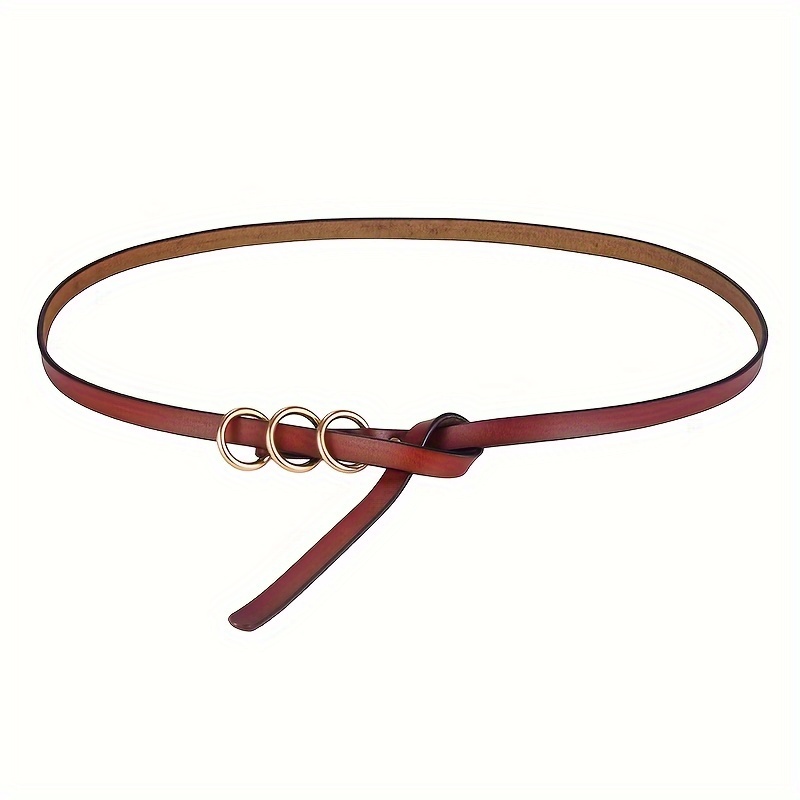 Fashion Thin Pu Leather Belt Women Metal Pin Buckle Belts - Temu