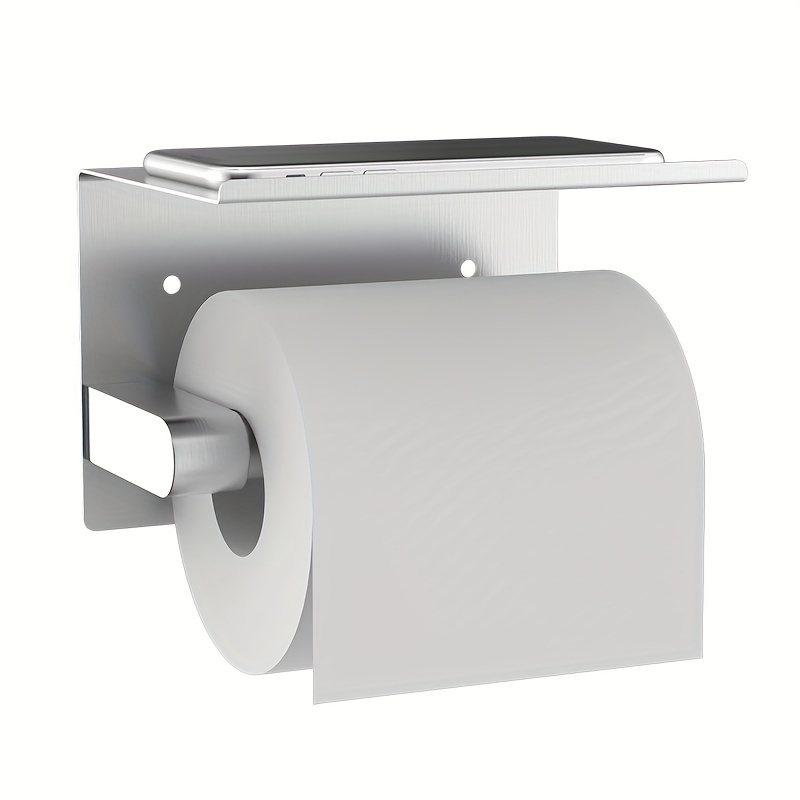 Stainless Steel Toilet Paper Holder Shelf Adhesive Mounting - Temu