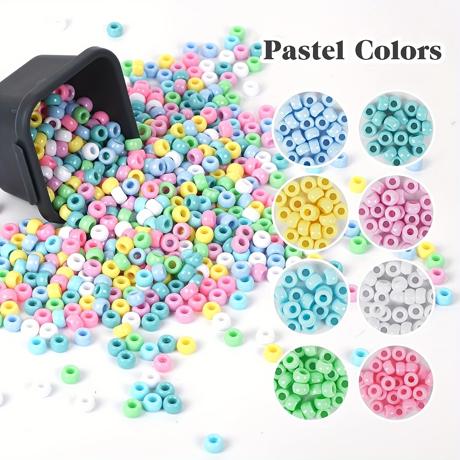 200/500/1000pcs 6x9mm Pony Beads Bulk, Macaroon Pastel Pony Beads For  Bracelets Making Kit, Kandi Beads, Hair Beads For Braids, Craft Beads For  Jewelr