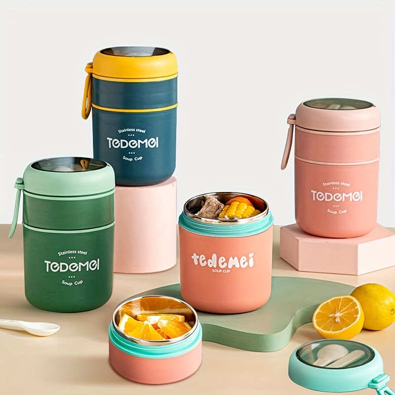 Stainless Steel Lunch Box Drinking Cup with Spoon Food Thermal Jar  Insulated Soup Thermos Containers Thermische Lunchbox