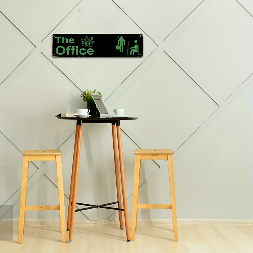 The Office Weed Metal Tin Sign | 4x16 Inch Funny Trippy Wall Decor, 420 Accessory For Bar, Cafe, Man Cave