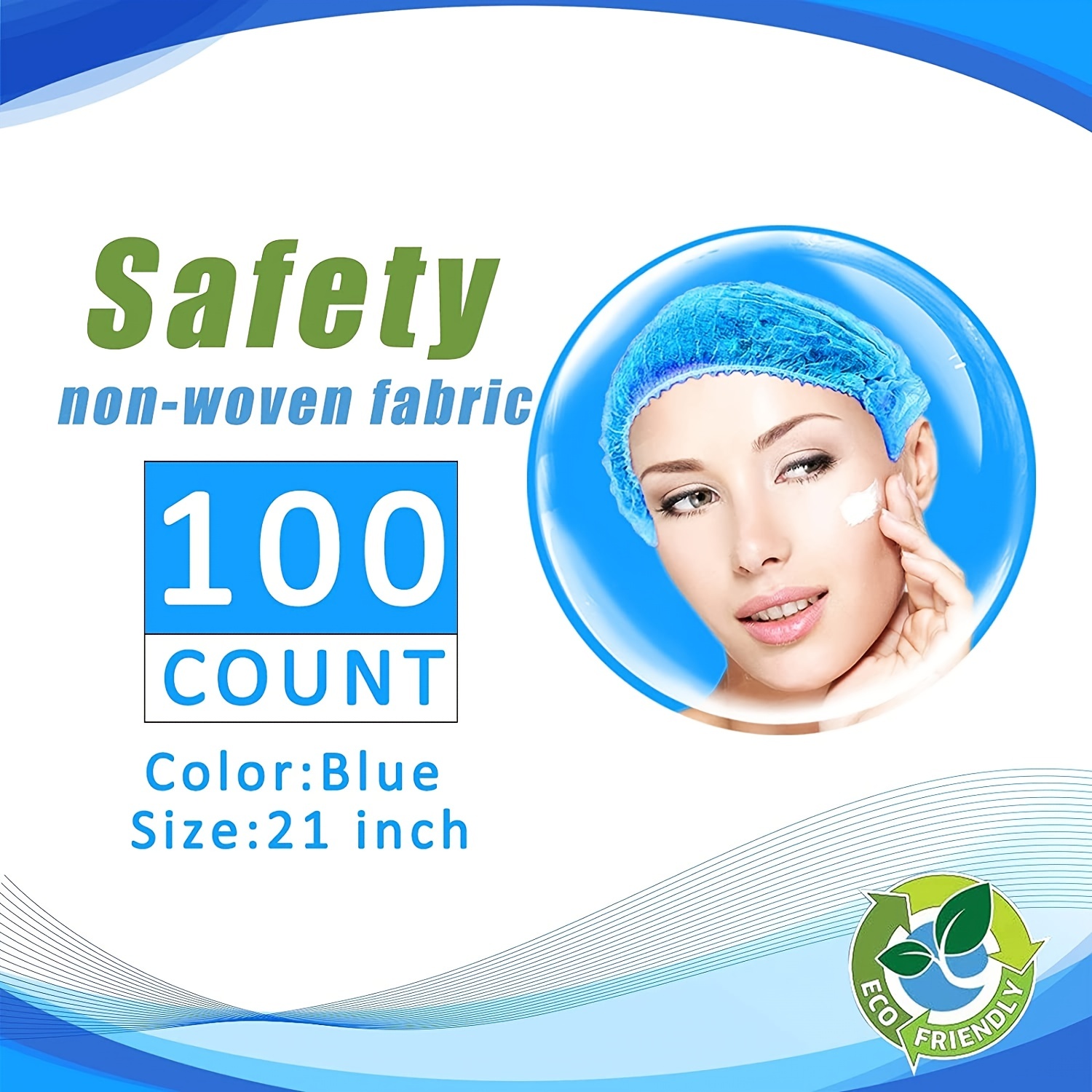 100pcs Disposable Caps 21 inch Hairnet Elastic Dust Cap Kitchen Head Cover