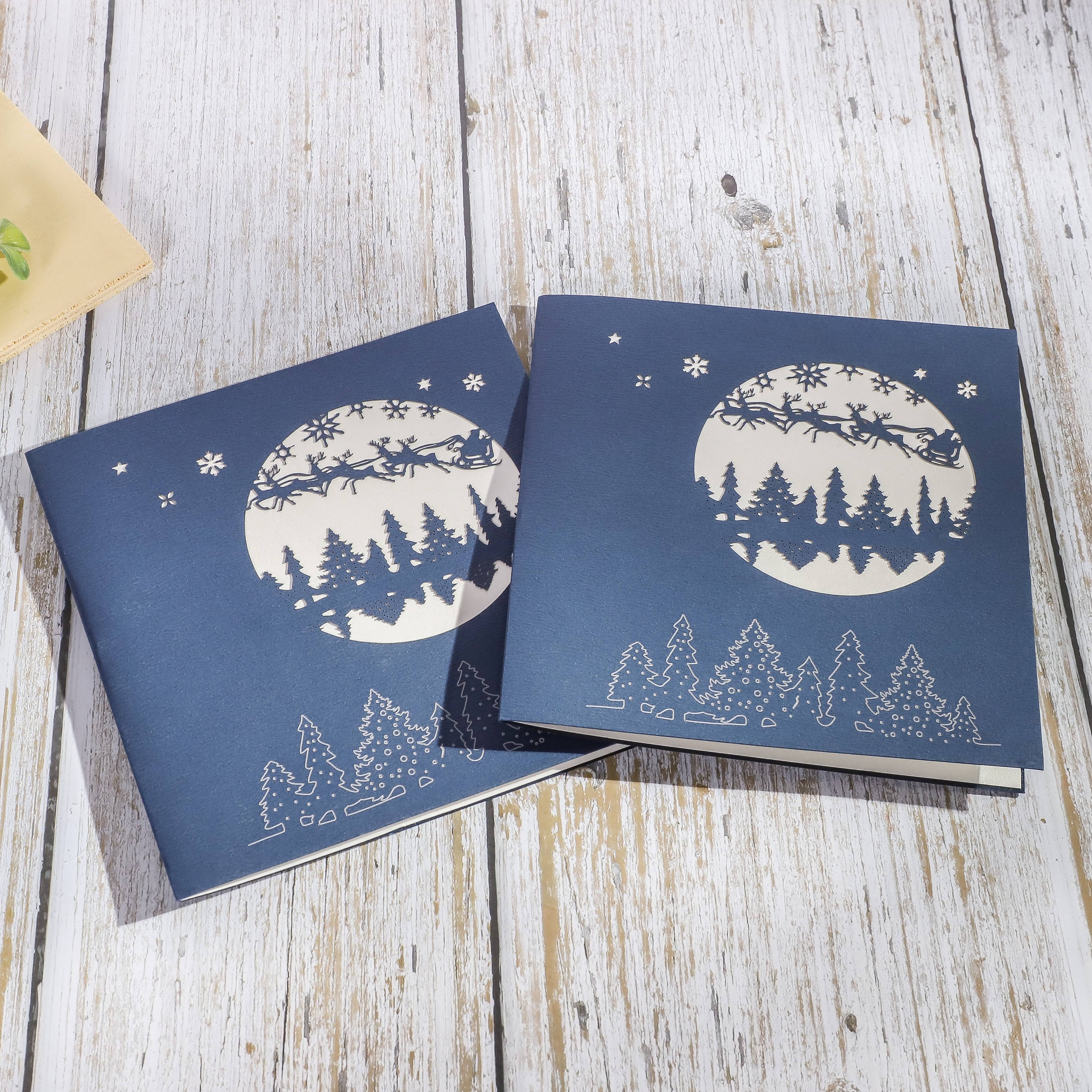 1pc, 3D Pop Up Christmas Three-dimensional Greeting Card, Forest, Handmade  Pop Up Greeting Card, Suitable For Christmas, Holiday, Winter Perfect Gift