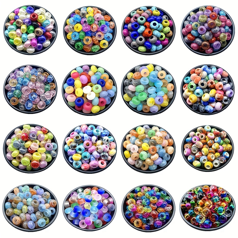 Mixed Color Large Hole Glass Beads Mixed Color Silvery - Temu