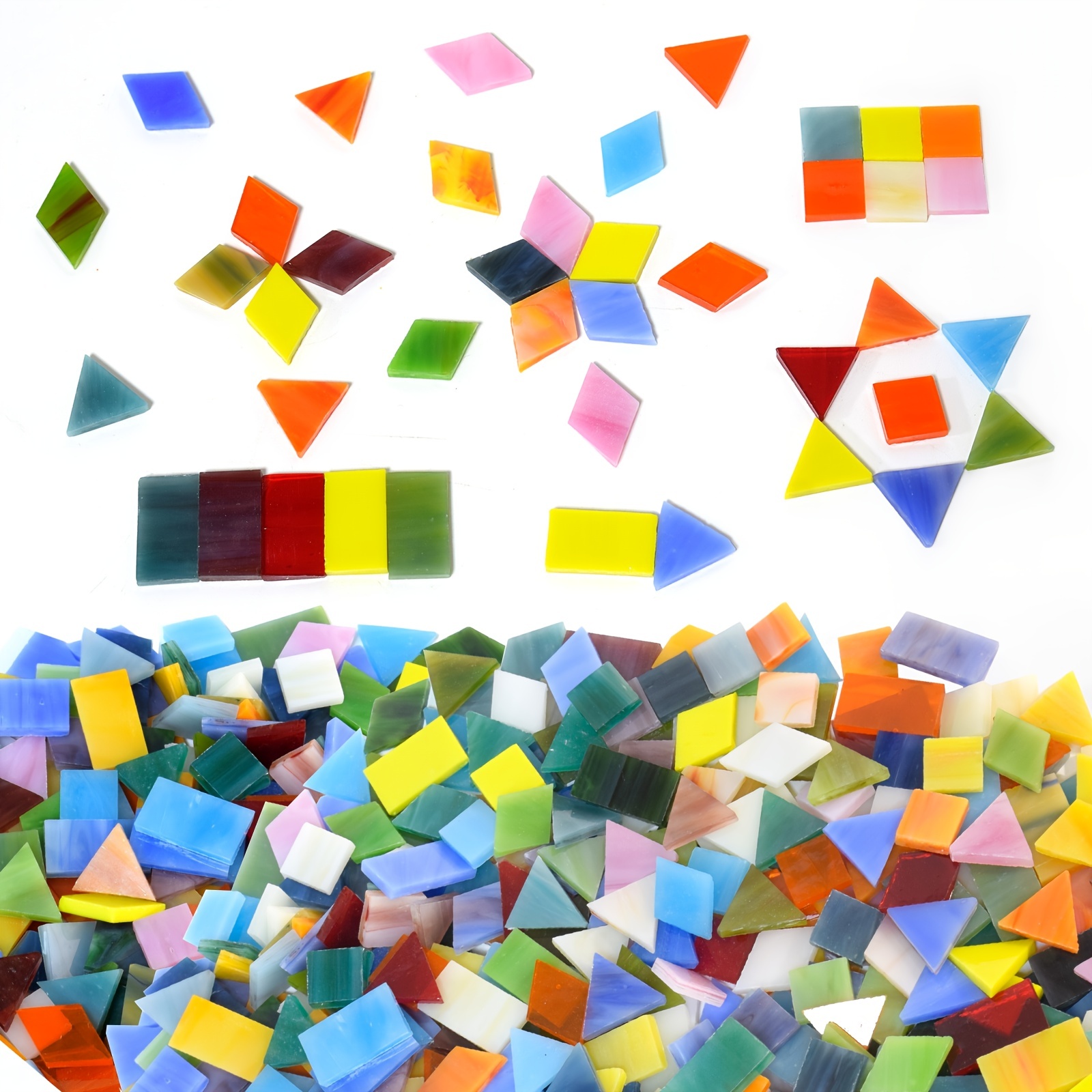 LANSKYLAN 600 PCS Teselas Mixtas en 4 Formas Mosaico Teselas Colores Mixtos  Vidrio Teselas para Mosaicos Azulejos de Mosaico de Cerámica Mini Azulejo  de Mosaico para Decoración del Hogar Jardín : 
