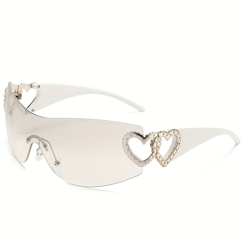 Gradient One Piece Sunglasses for Women & Men, Y2K Heart Hinge Design