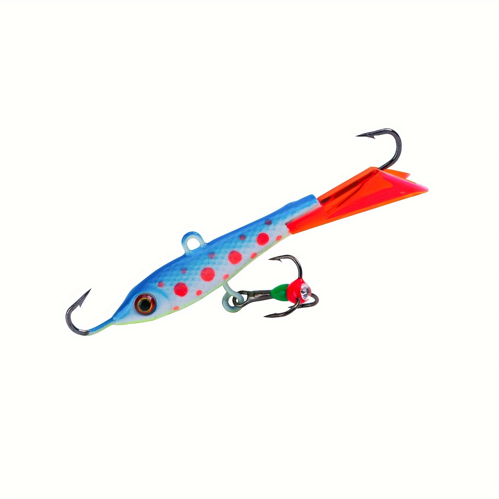 Sougayilang Ice Fishing Jigs, Winter Fishing Hard Lures with Treble Hooks,  Red, Colors Fishing Bait Lure Kit in Tackle Box for B