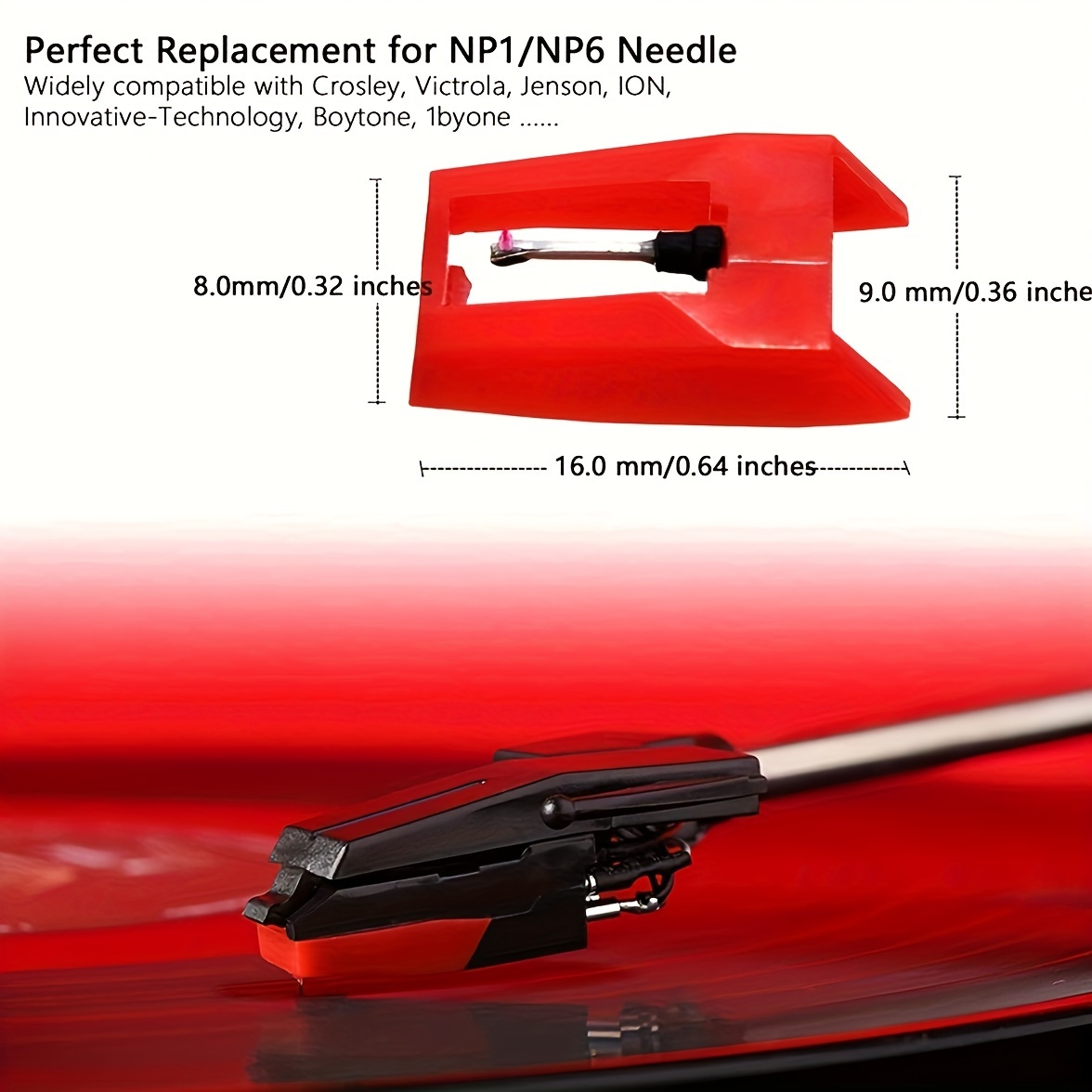 Remplacement de l'aiguille de tourne-disque Remplacement de l'aiguille de  diamant remplacement pour lecteur de disque vinyle Lp Accessoires de  platine vinyle (rouge) (4pcs)