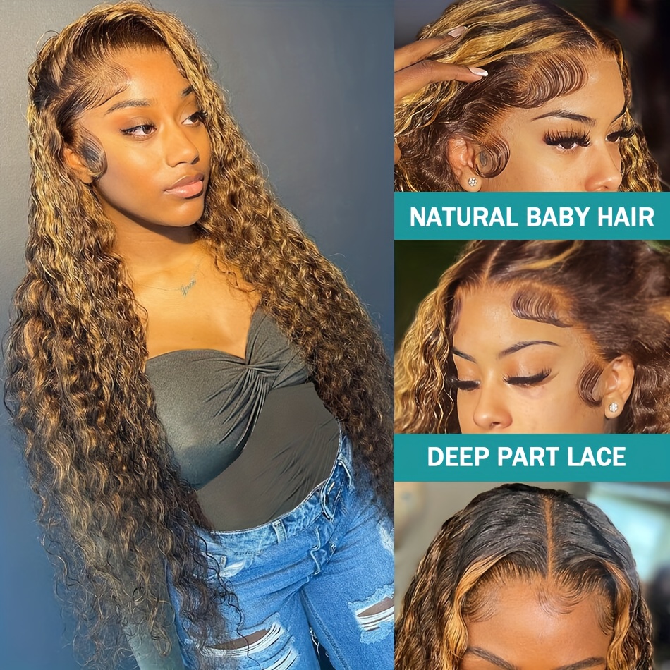 200% Density Deep Wave 13x4 Lace Front Wig Color 4/27 Human - Temu Canada