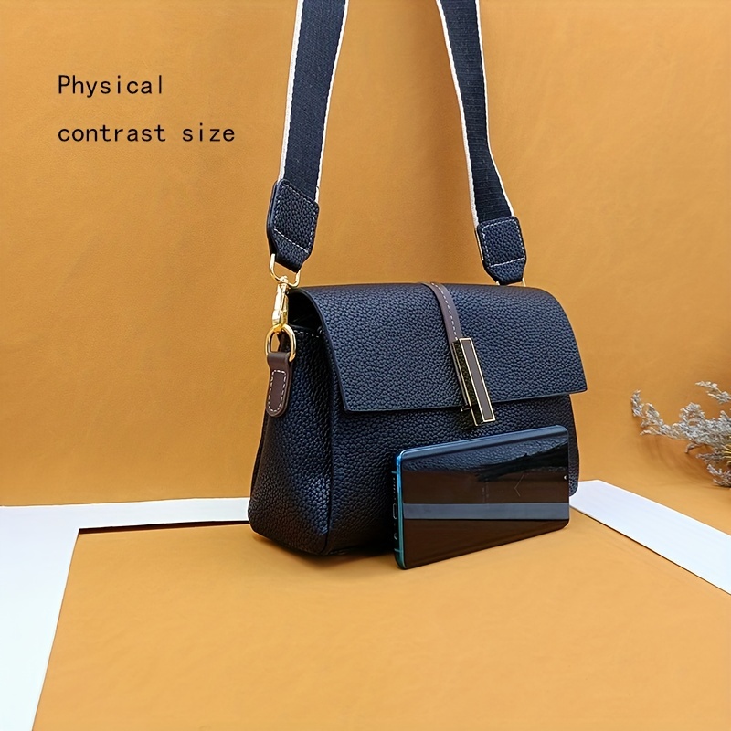 Trendy Simple Solid Color Shoulder Strap, Adjustable Crossbody