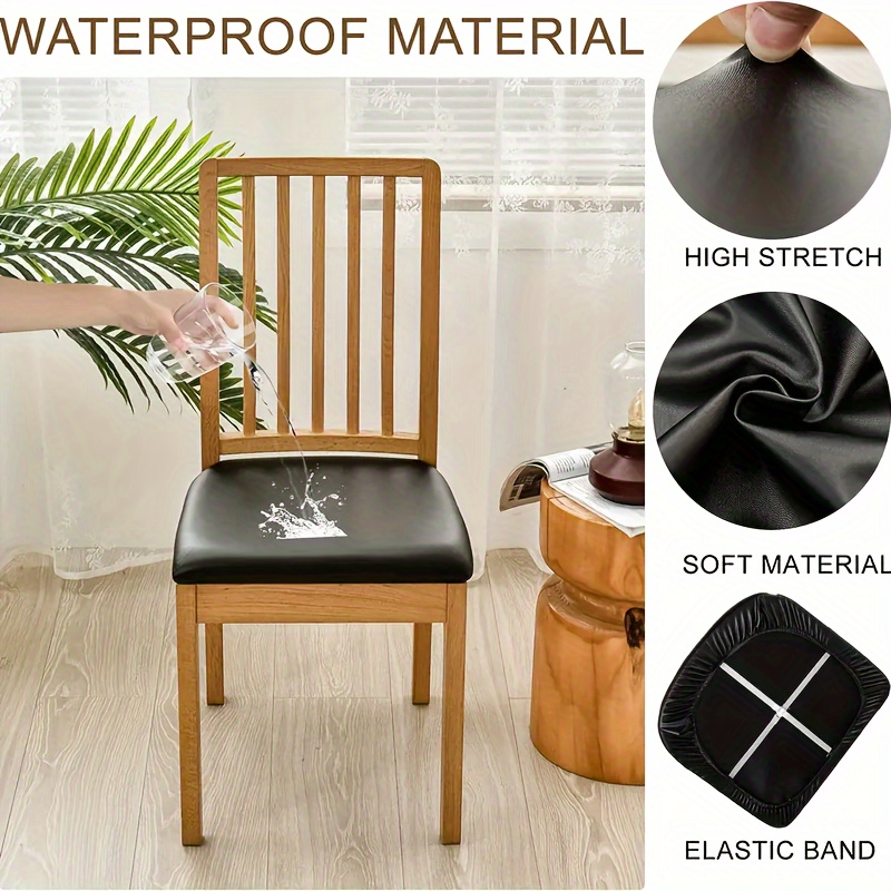 Waterproof Pu Leather Dining Chair Slipcovers Removable Temu