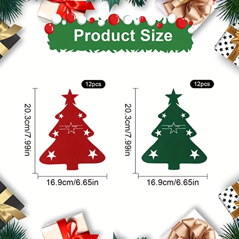 2pcs Christmas Tree Felt Placemats Red Green Classic Matching