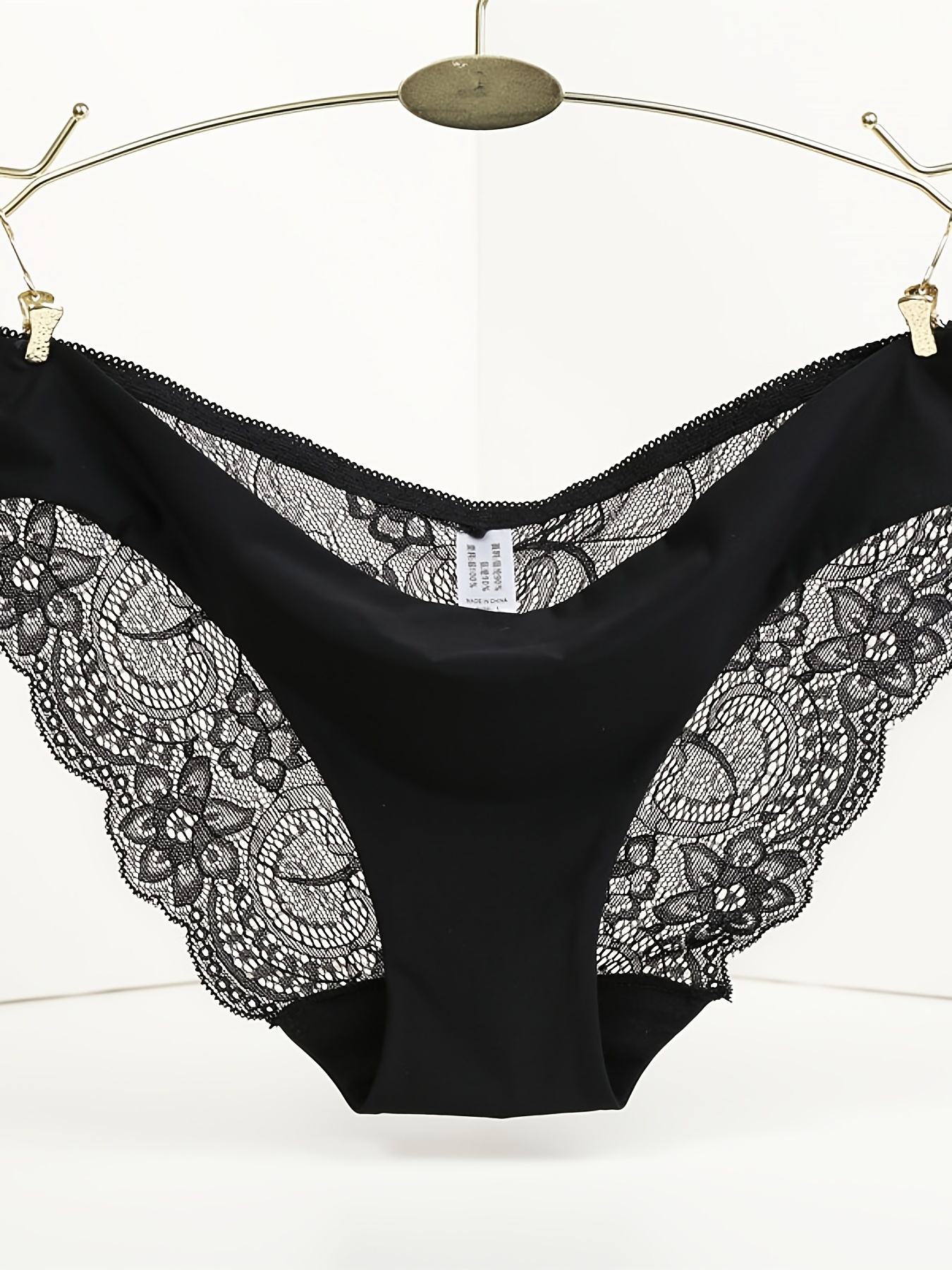 [2 Pcs] Breathable Lace Low Waist Briefs Seamless Panties, Women's  Underwear & Lingerie