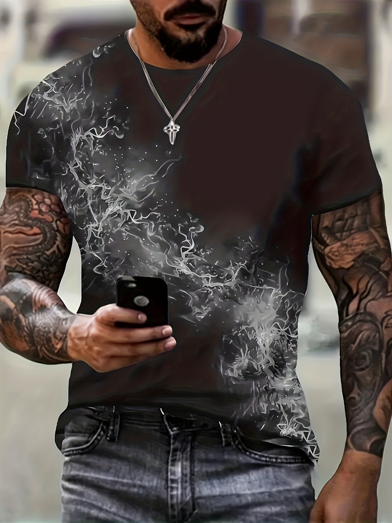 Camiseta Personalizada Estilo Callejero Hombres Elementos - Temu