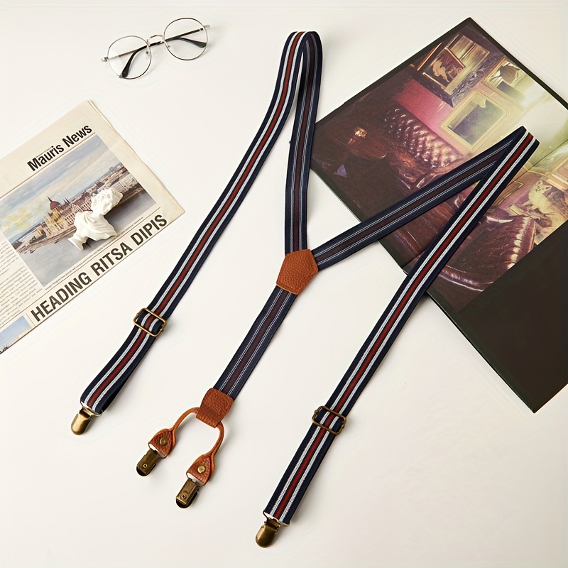 Bretelle Uomo Elastiche Con Clip - Design A Y Vintage Larghe 3.5cm Per Abiti Eleganti E Casual