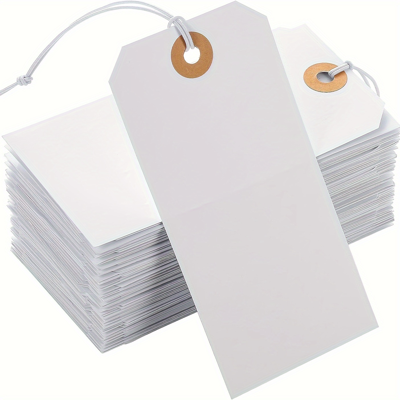 20pcs White Paper Tags With Rope, Hanging Labels For Inventory, Gifts, And Retail Display