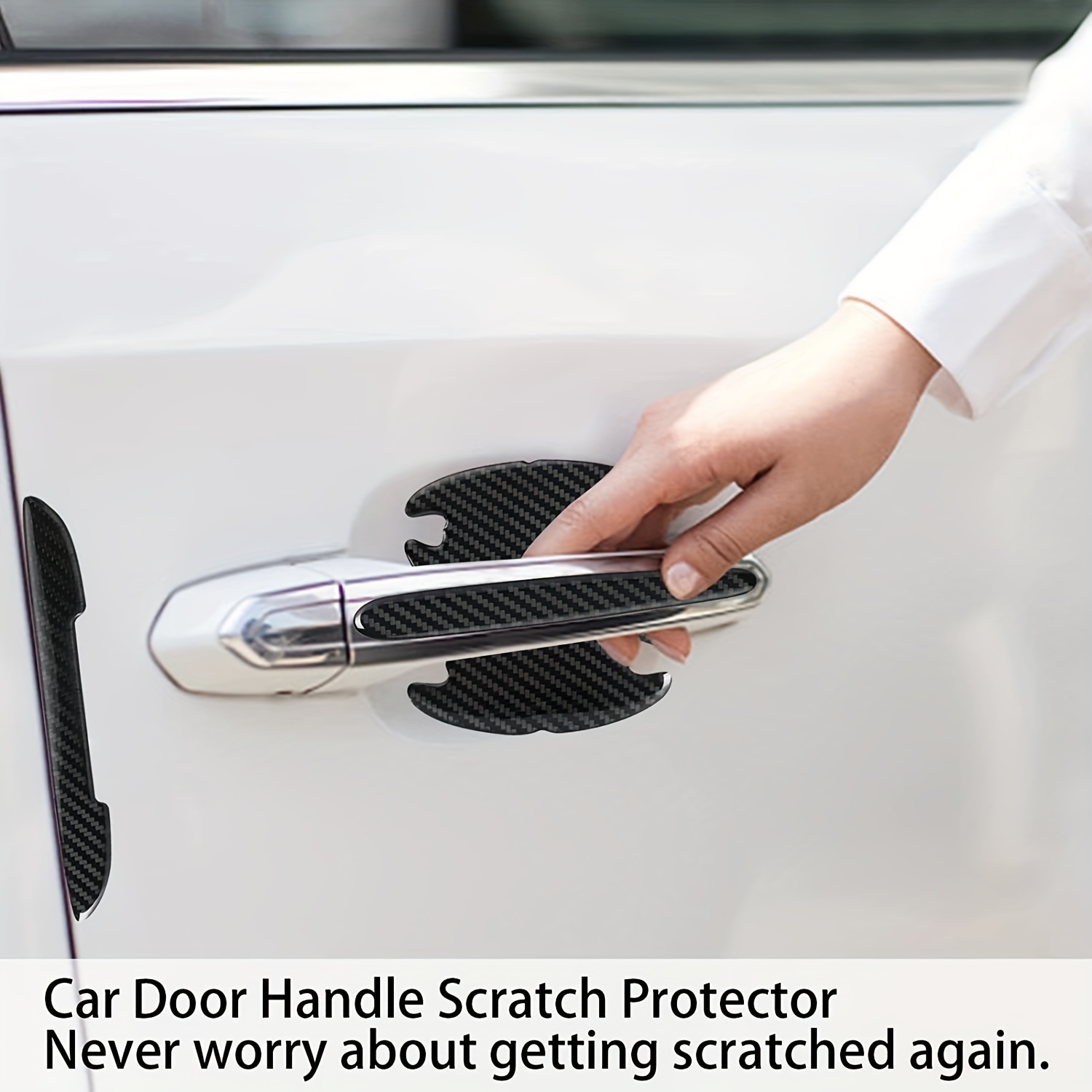 Carbon Fiber Car Door Handle Paint Scratch Protector Sticker for