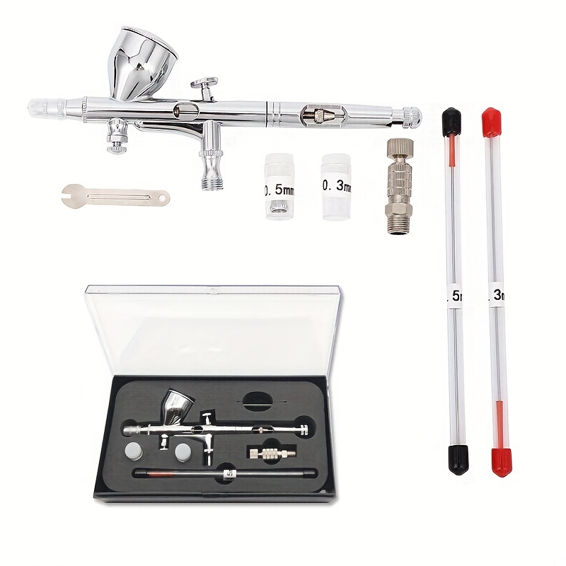 Dual Action Airbrush Paint Gun Kit With Gravity Feed For Tattoo
