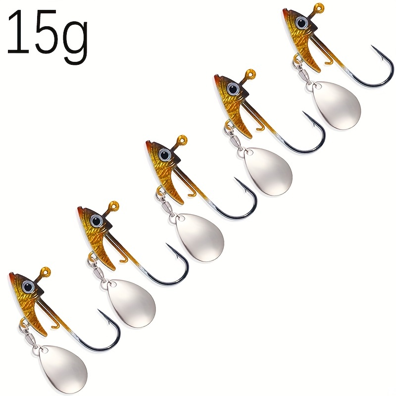 Cheap 5 PCs Jig Heads Swimbait Underspin Jig Heads Hooks With Spinner Blade  For Bass Trout Salmon Saltwater Freshwater