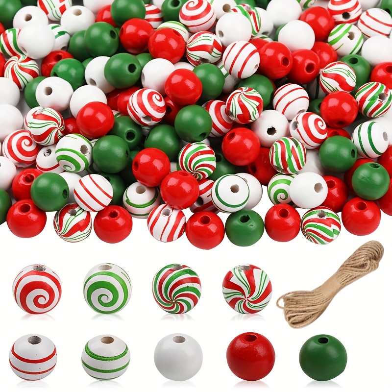 Wooden Bead Garland Multicolor 57 inchh Wood, Red