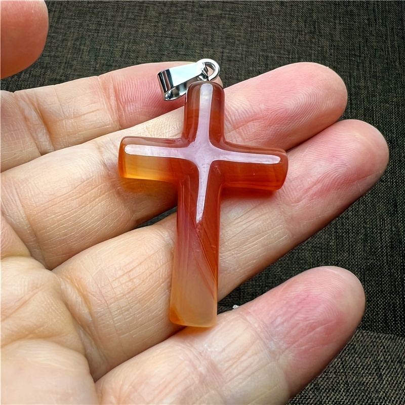 Natural Mixed Crystal Cross Necklace Pendant