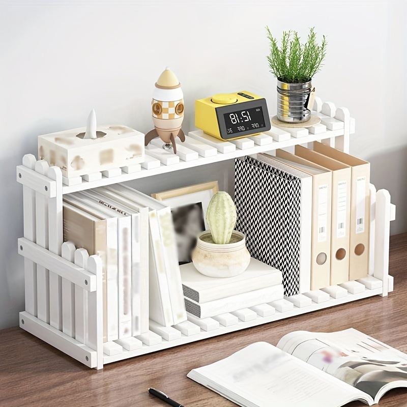 Libreria Desktop semplice in legno con cassetti freestanding book da banco  in legno Scrivania in legno Organizer Display stoccaggio scaffale Decor (