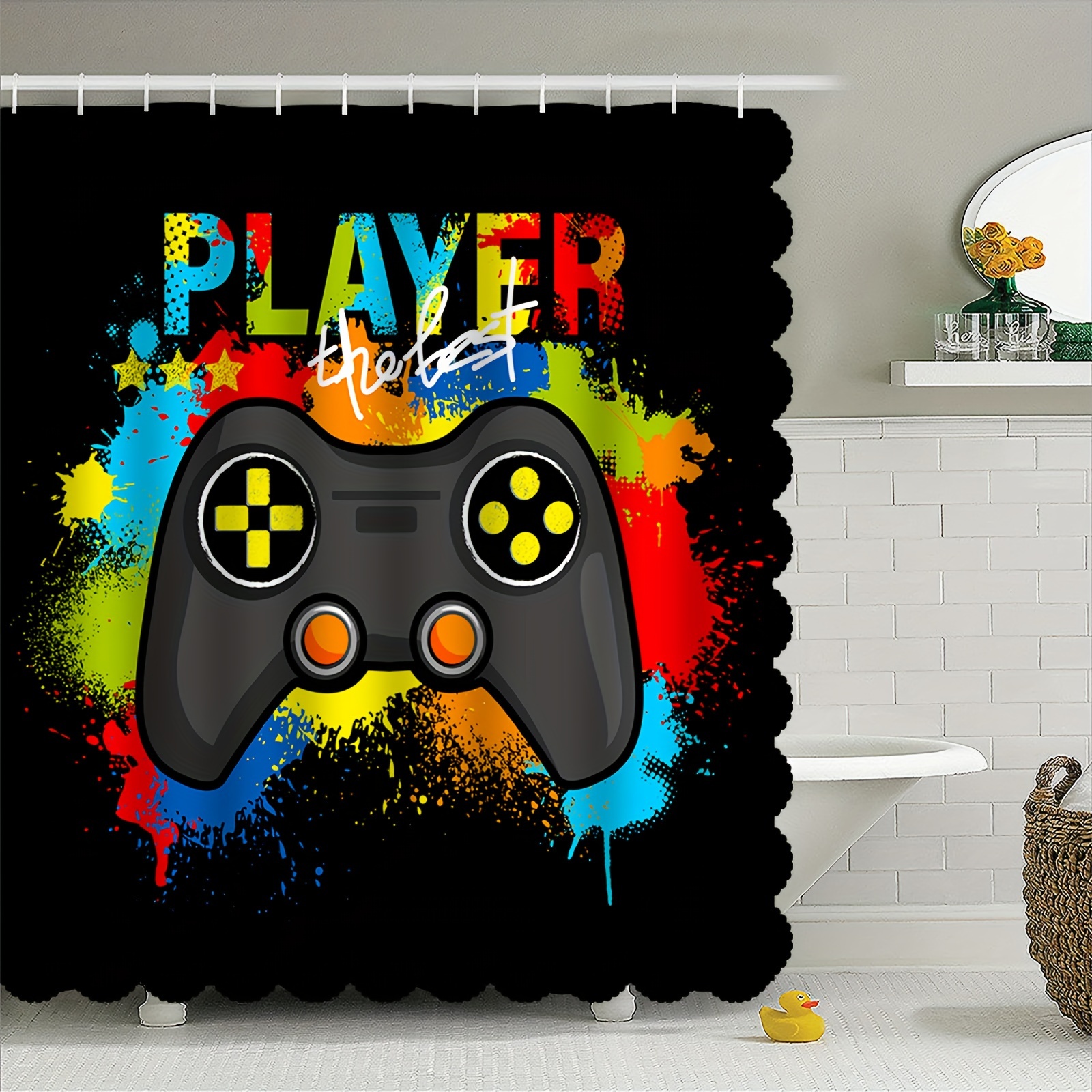 Play Game Shower Curtain Sets with Rugs Bathroom Accessories