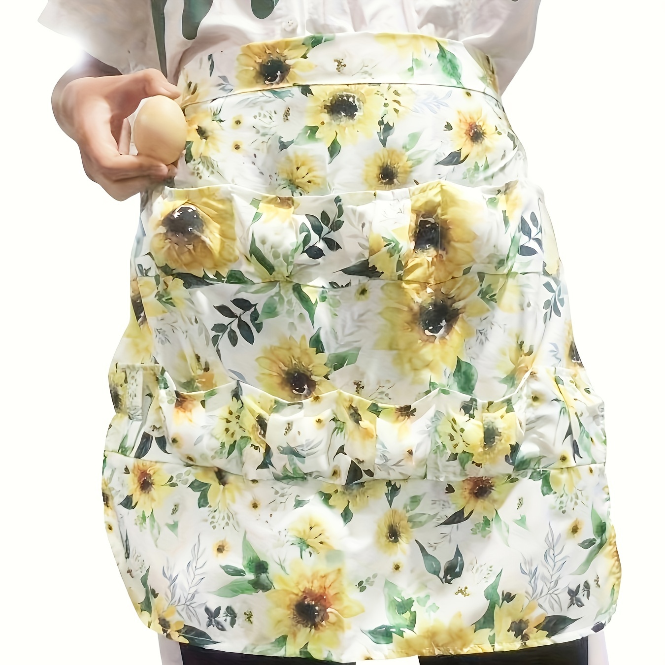 1pc Chicken Print Multi-pocket Apron With Egg Collecting Bag