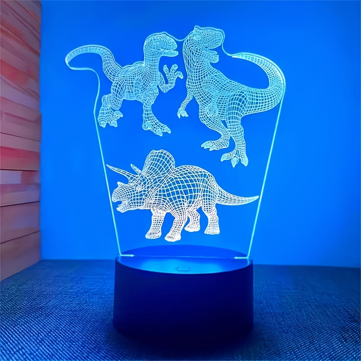 

1pc 3d Acrylic Plate Night Light, Dinosaur Shape Bedside Small Table Lamp, Black Touch 7 Colors Led Indicator Mini Led Small Table Lamp, Christmas Gift Holiday Gift Birthday Gift