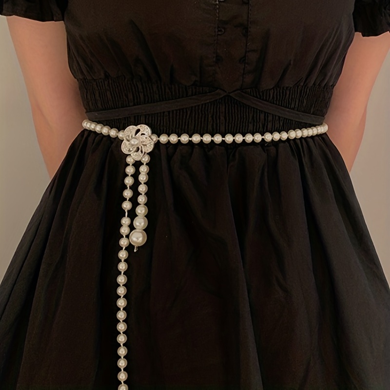 Women Imitation Pearl Belt Elegant Thin Waistband Buckle Chain Belt For  Party Dress And Wedding Dresses - Jewelry & Accessories - Temu