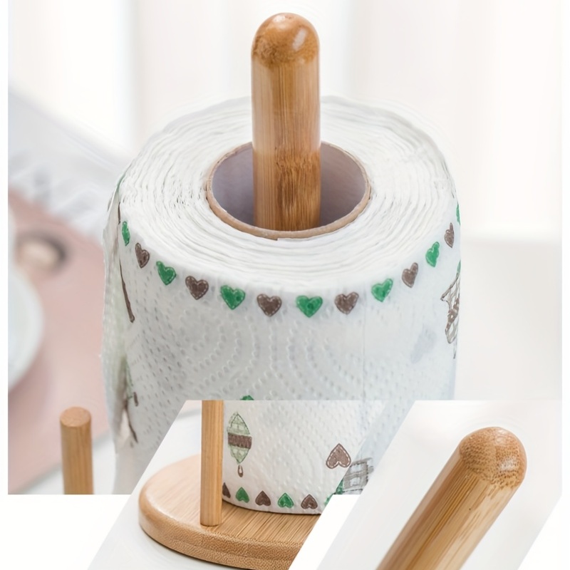 Double Pole Wooden Paper Towel Holder Household Roll Holder