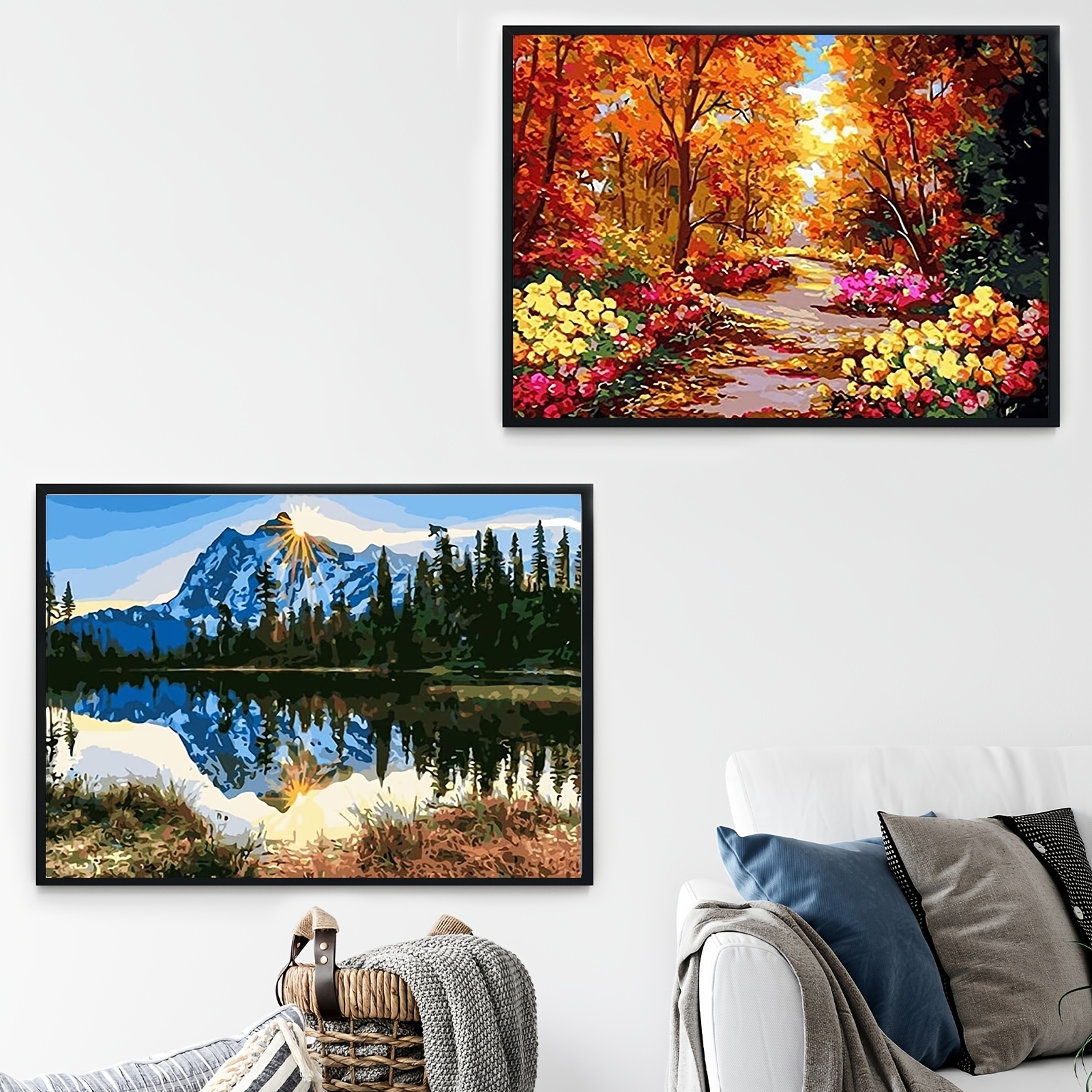 Acrylic Paint By Number Landscape On Canvas Art For Beginner - Temu