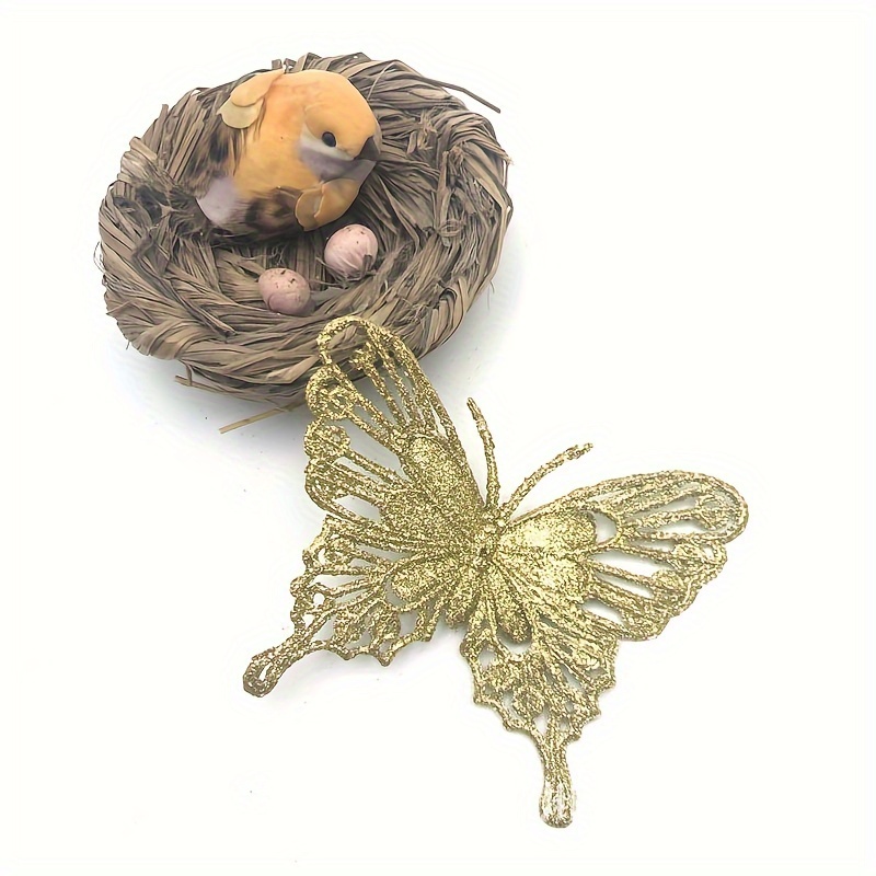 1pc Artifical Gold Powder Butterfly Fake Butterfly Christmas Tree  Decorations for Home Xmas Ornaments New Year Decor