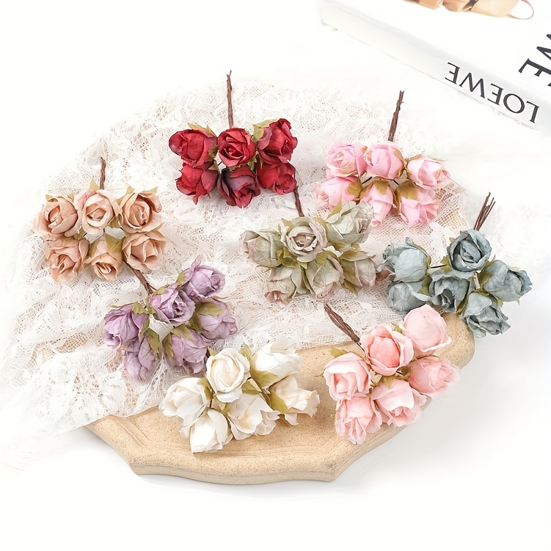 3bunches, Simulation Multi-color Gourd Flower, Silk Cloth Rose Pomegranate  Flower Diy Wreath Material Wedding Candy Box Decoration