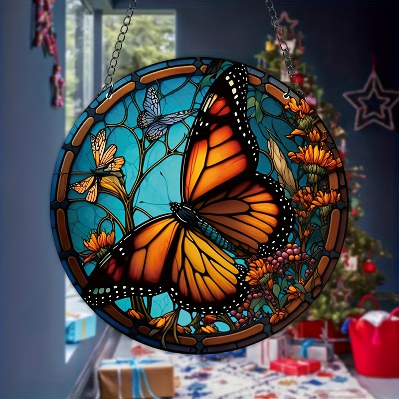 Monarch Butterfly Stained Glass Window Hangings Christmas Gifts