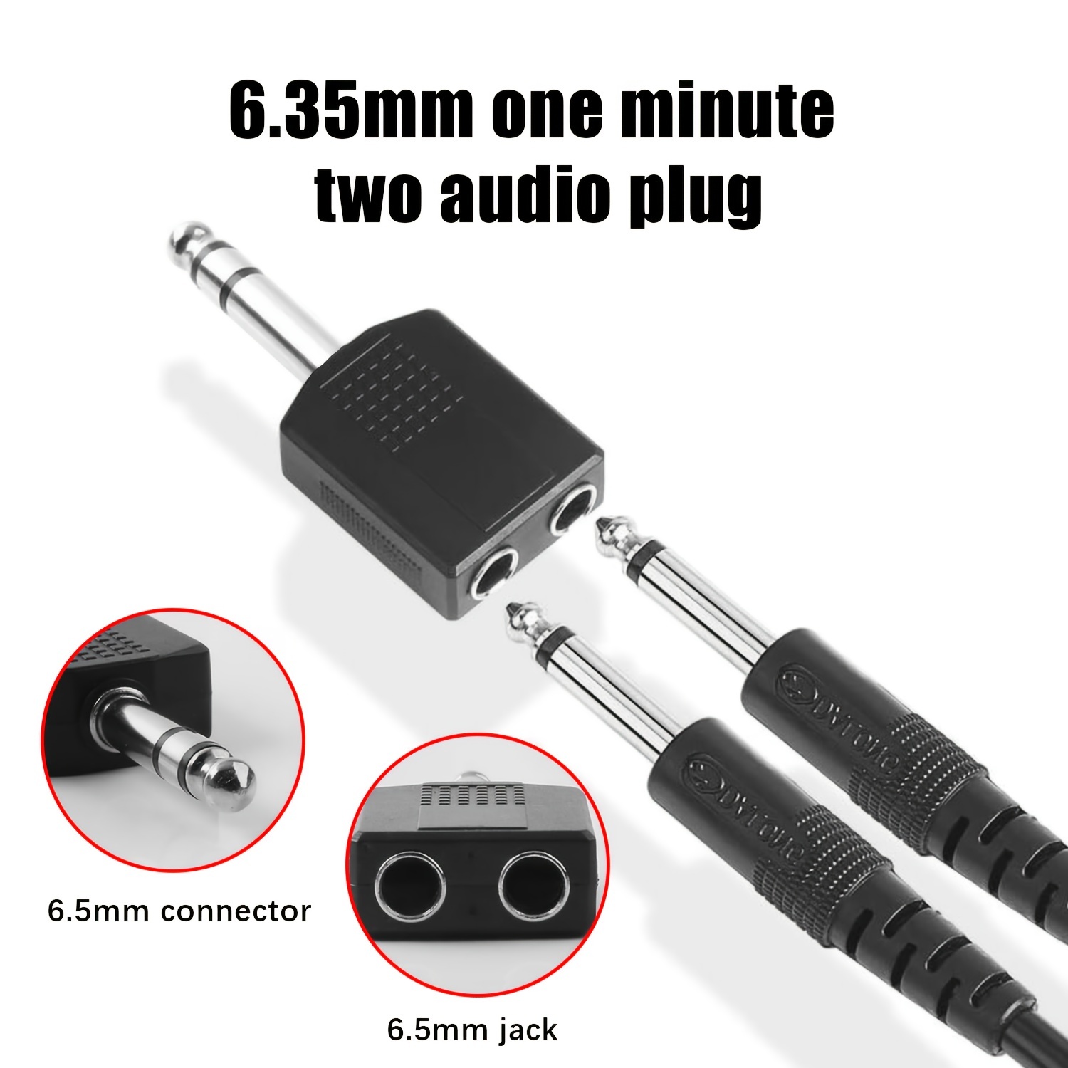 Jack 6.35mm connector stereo 6.35 amplifier microphone plug 6.35mm jack  plug 6.5mm connector