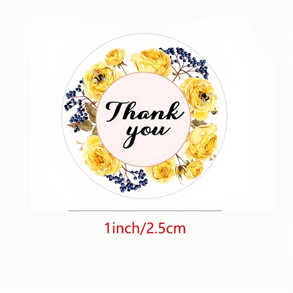 500pcs/roll Round Floral Thank You Stickers Envelope Seal Sticker