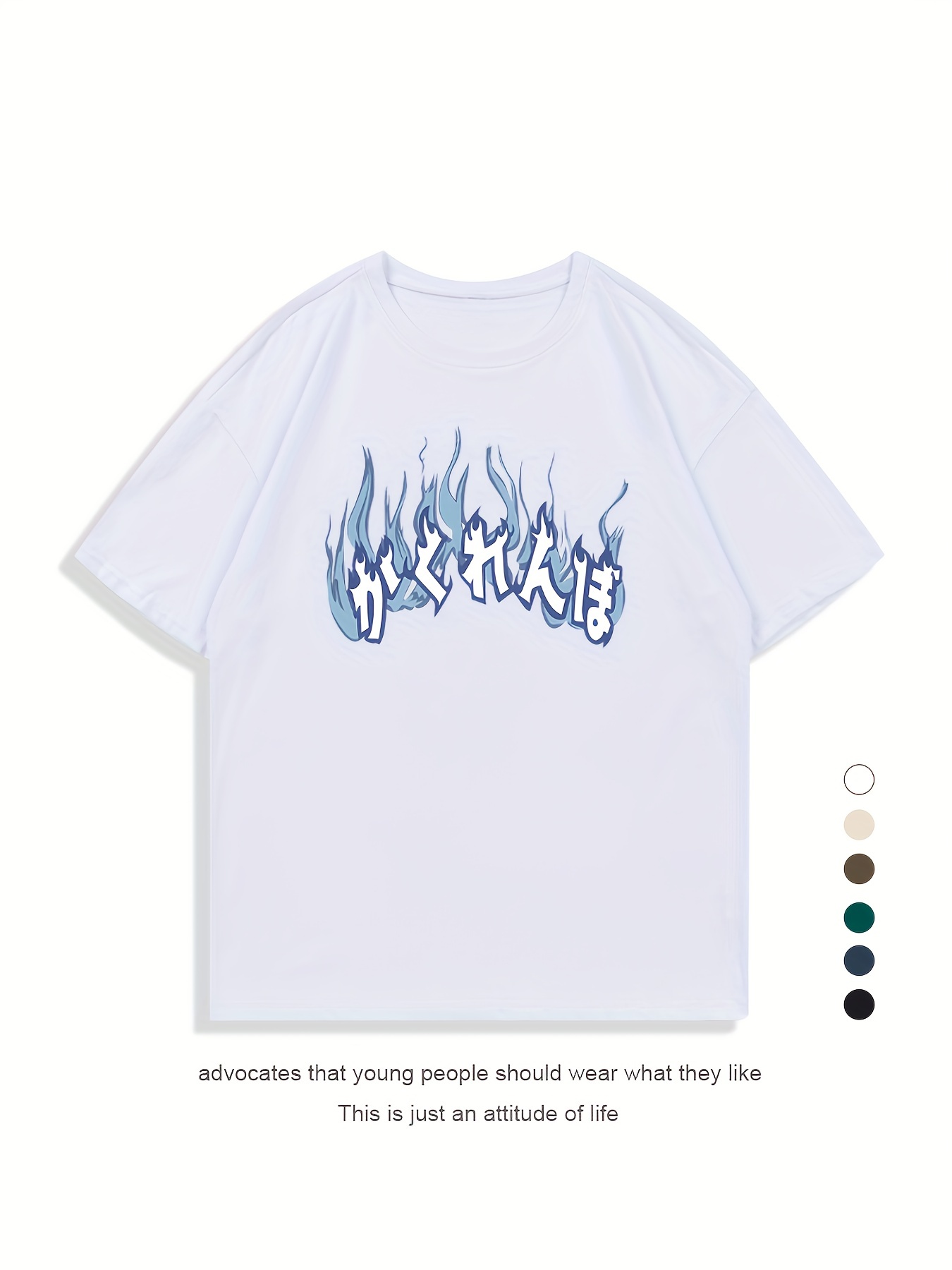  Blue Flame Fire Men's Short Sleeve Shirts Casual