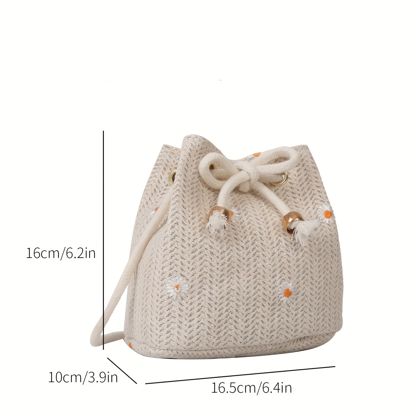 Embroidery Bag Straw Woven Bag Small Messenger Bag Drawstring