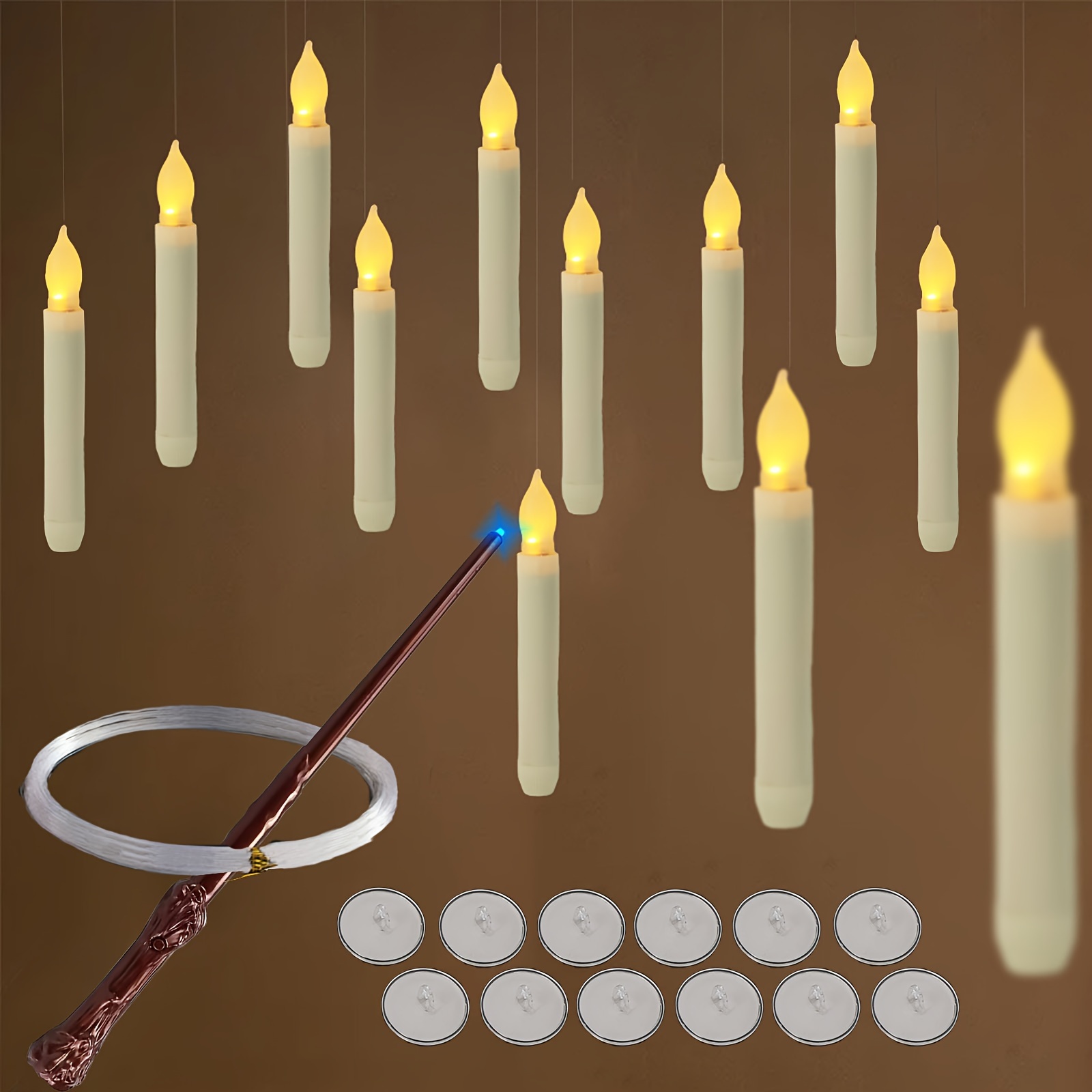 Flameless Taper Floating Candles With Magic Wand Remote - Temu