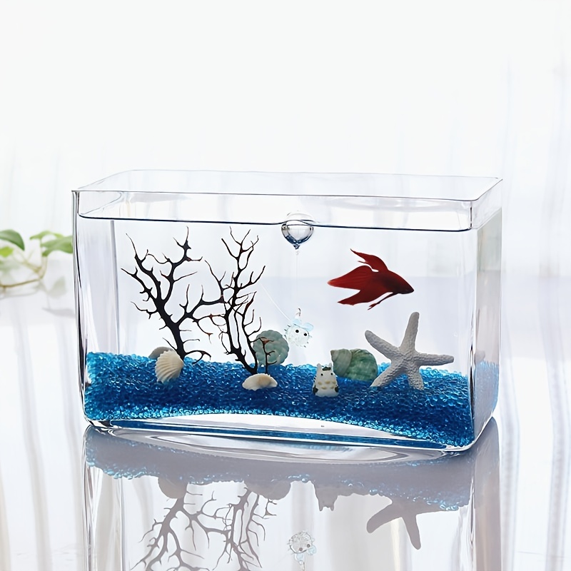 Round Fish Tank Thickened Transparent Plastic Goldfish Tank - Temu
