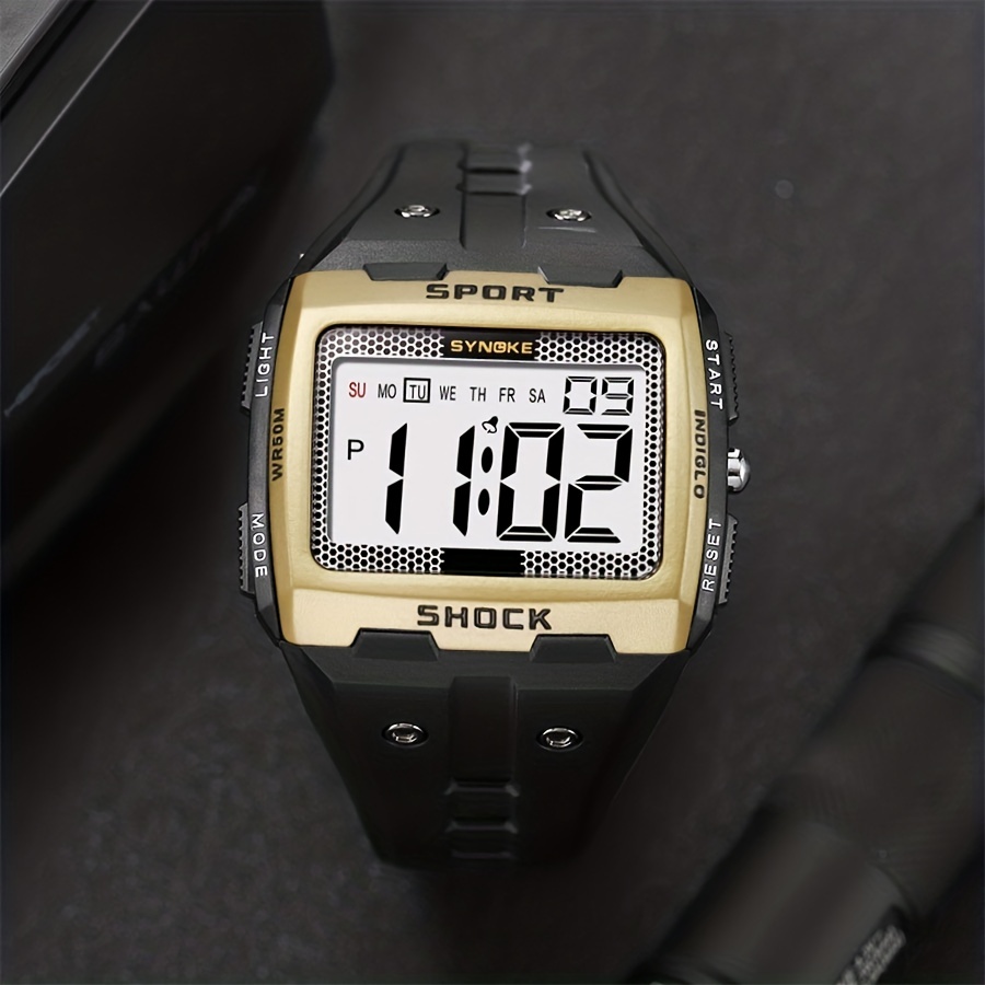 

Large Screen Digital Easy To Read Waterproof Men's Watch, Fashion Luminous Electronic Watch