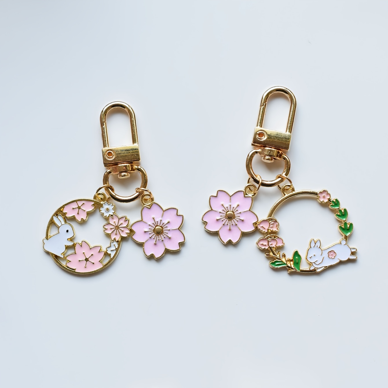 Lovely Pink Sakura Rabbit Cat Keychain, Cute Bag Pendant