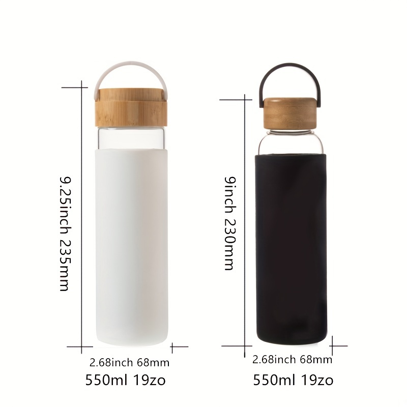 1PC black 17oz/500ML Creative bamboo cover high borosilicate glass